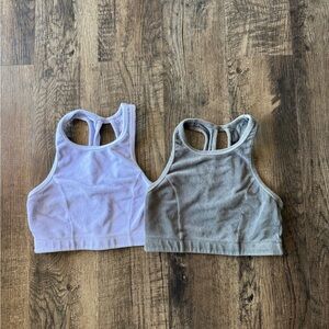 Set of 2 Aerie High Neck Sports Bras - Lavender & Gray